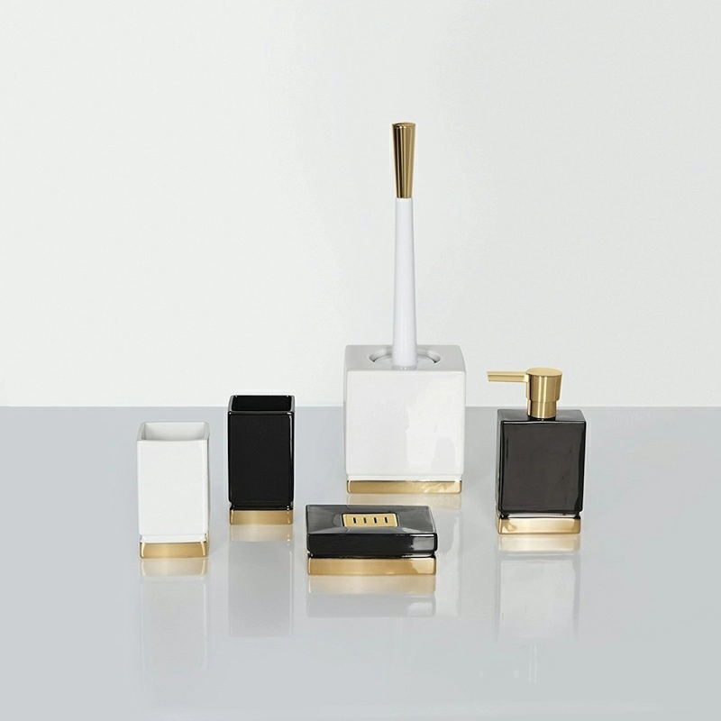 Ерш с подставкой Spirella Roma, черный с золотом фото 2